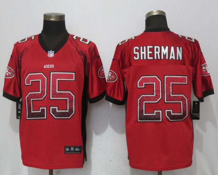 Men San Francisco 49ers 25 Sherman Drift Fashion Red Elite New Nike NFL Jerseys